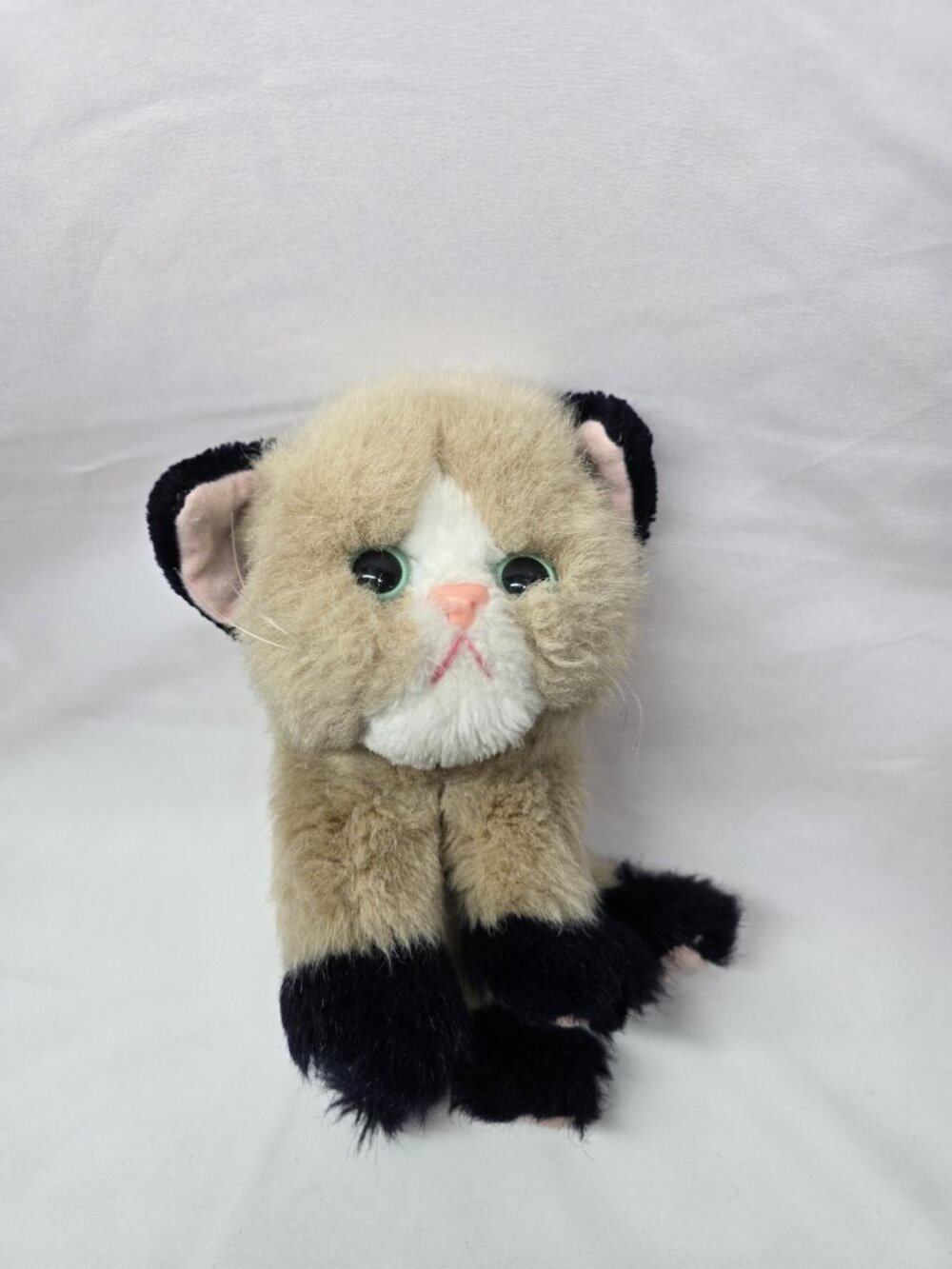 Vintage 1990s Tyco Kitty Kitty Kitten Plush Purr Rattle Tan Black